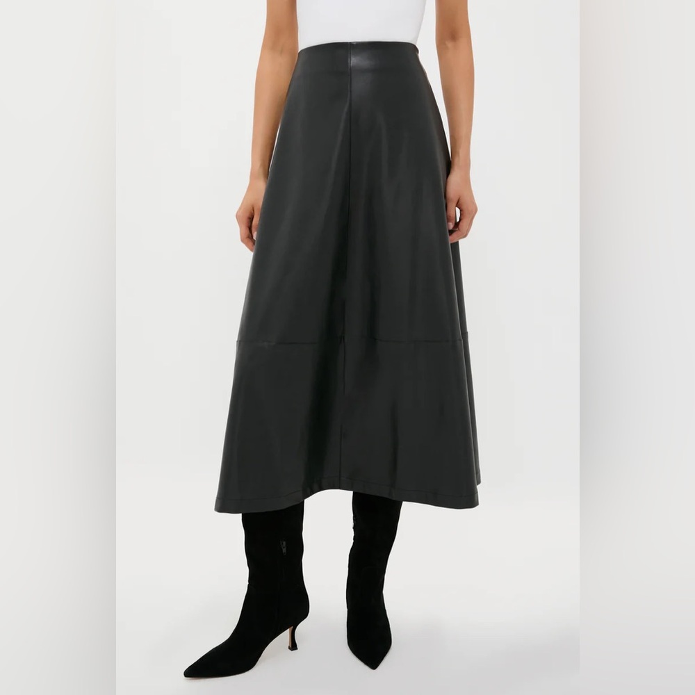Tuckernuck Veronica Black Faux Leather Midi Skirt